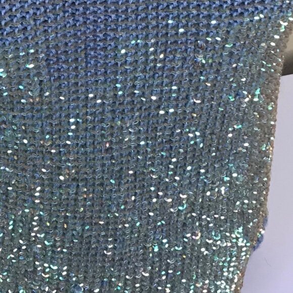 Mac & Jac Vintage Y2K Sleeveless Sweater Beads Sequins Metallic Top Blue Preppy - Picture 14 of 14